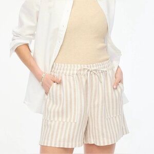 J. Crew Tan and White Striped Linen Shorts